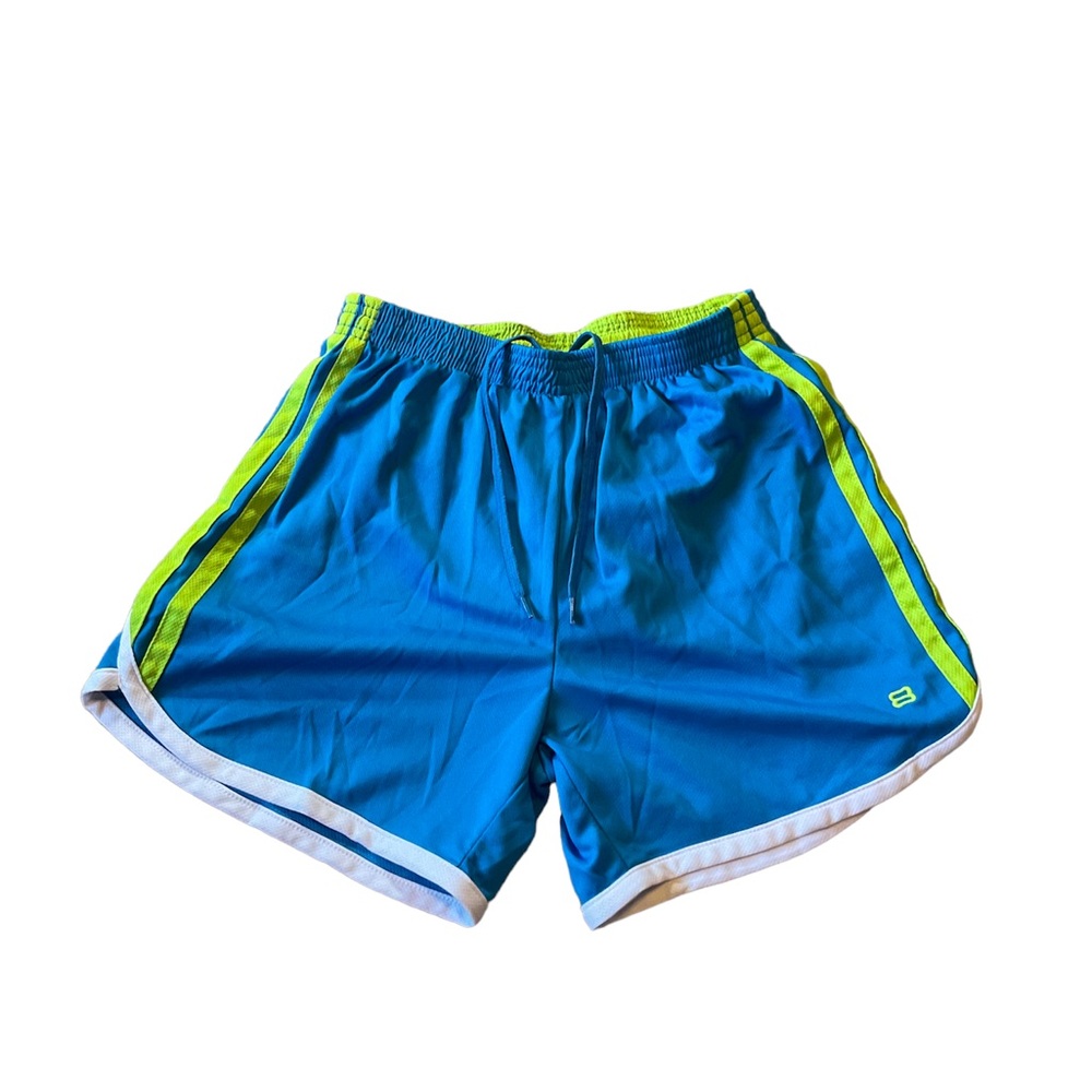 Layer 8 womens blue white green athletic shorts with built in underwear size s